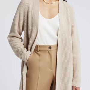 Nordstrom heathered tan ribbed Women's Sweater L